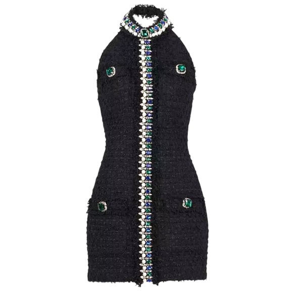 M Signature Label Collection Dresses & Skirts - The Kasran Jeweled Tweed Halter Dress